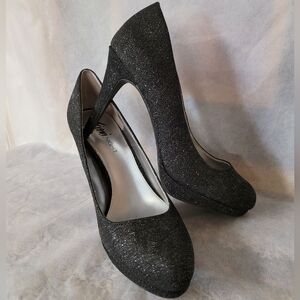 FIONI Clothing Black Glitter Heels